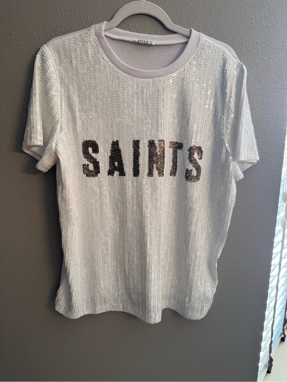Sequin 'SAINTS' Short Sleeve Tunic - White